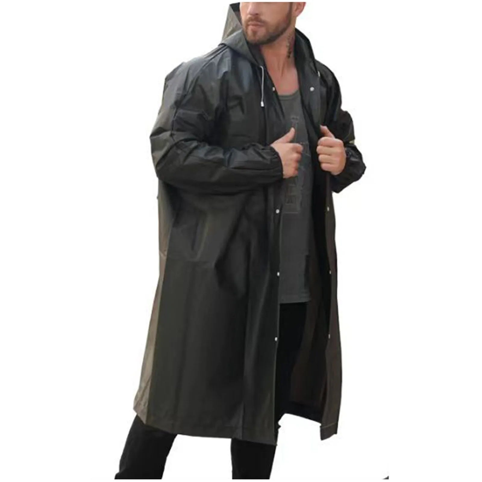 Unisex Outdoor Travel Fashion Adult Raincoat with Hooded Thick Transparent EVA Hiking Climbing Emergency Raincoat Qme