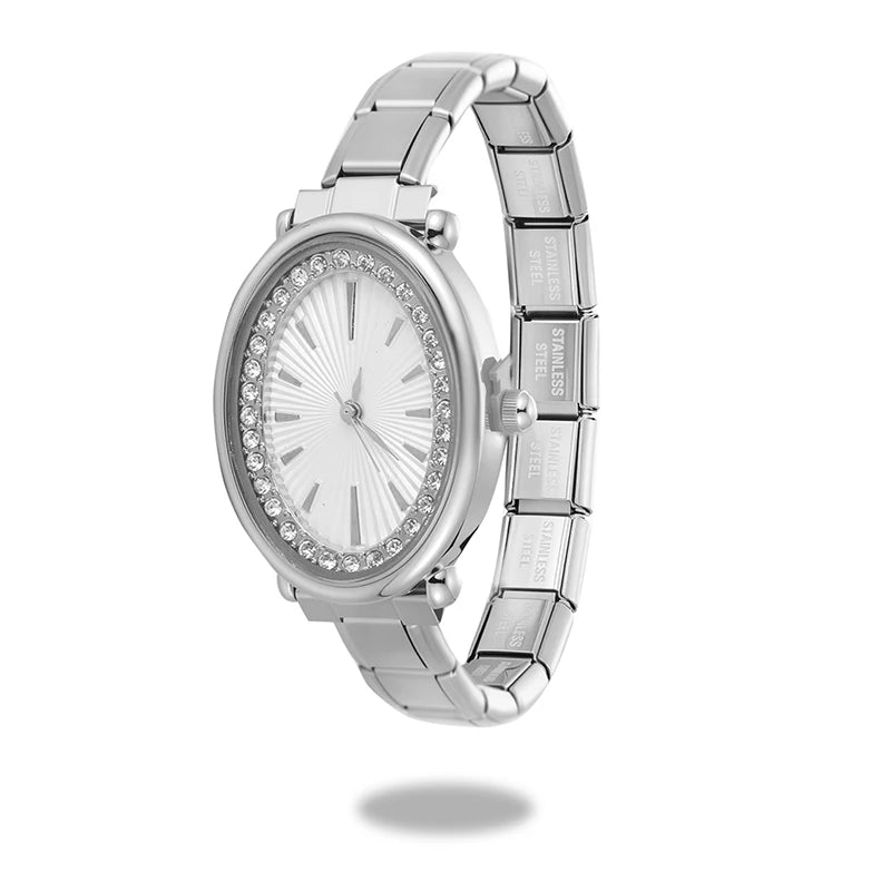 2026New Fashion High Quality Men Womens Stainless Steel Water Drop Oval Gems Watch Bracelet For Friend Birthday DIY Jewelry Gift Qme Style 32