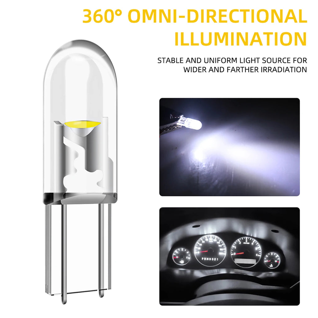 10/20/40pcs T5 Led W3W Car Interior Light Dashboard Warming Indicator COB Chip Canbus Auto Instrument Light Wedge Gauge Bulb 12V Qme