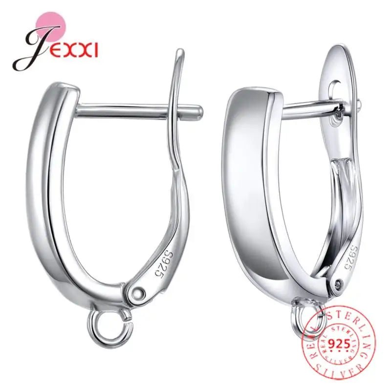 Genuine 925 Sterling Silver Color Earrings Findings For DIY Jewelry Accessory High Quality Women Girls Jewelry Component Qme