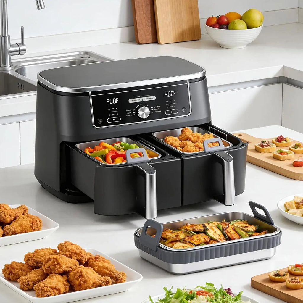 Air Fryer Baking Pan Non-stick Heat-resistant Silicone Handle Kitchen Qme