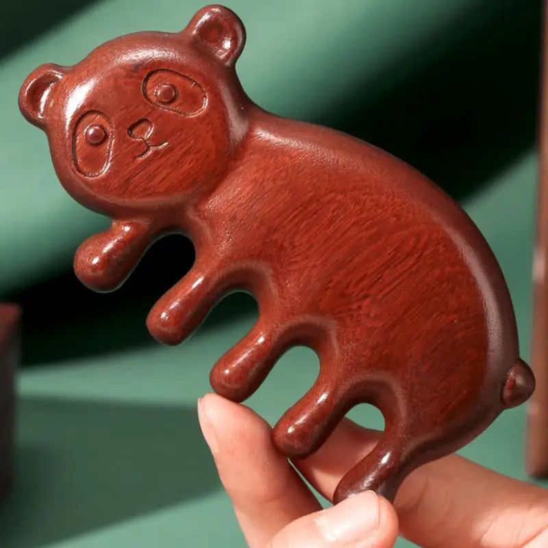 Eco-friendly Sandalwood Massage Comb 5 Tooth Panda Head Scalp Qme