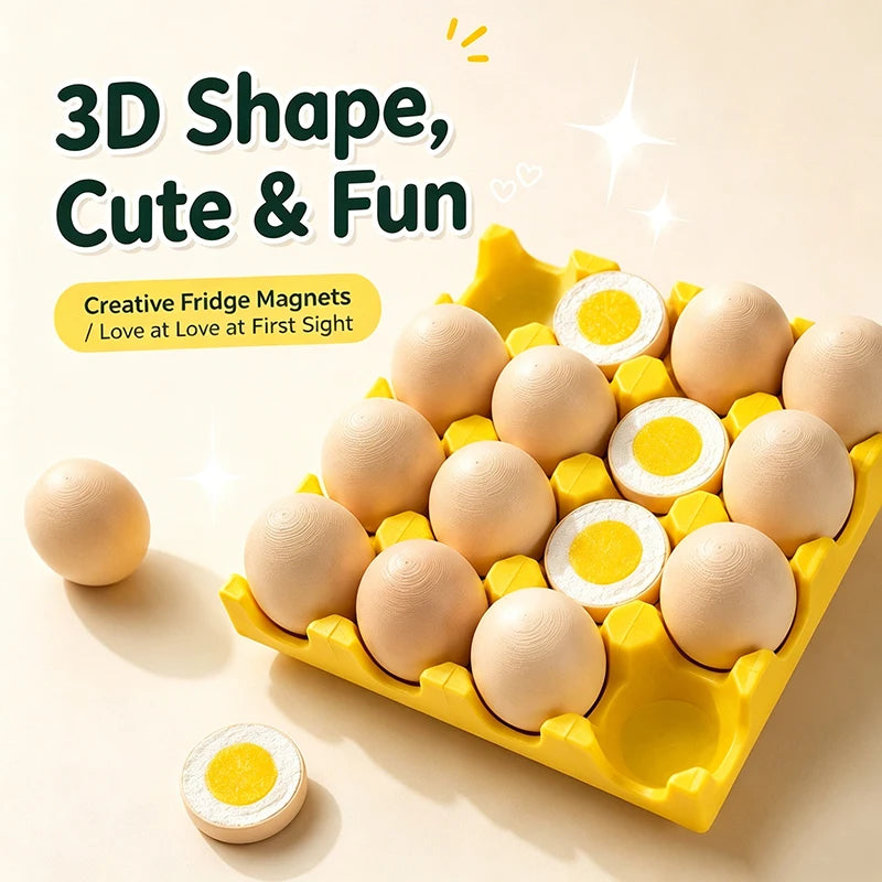 Funny Egg Tray Refrigerator Magnets, Cute Mini Egg Fridge Magnet Set For Photo & Note Holder, 16Pcs Egg (14 Full + 2 Half Eggs) Qme
