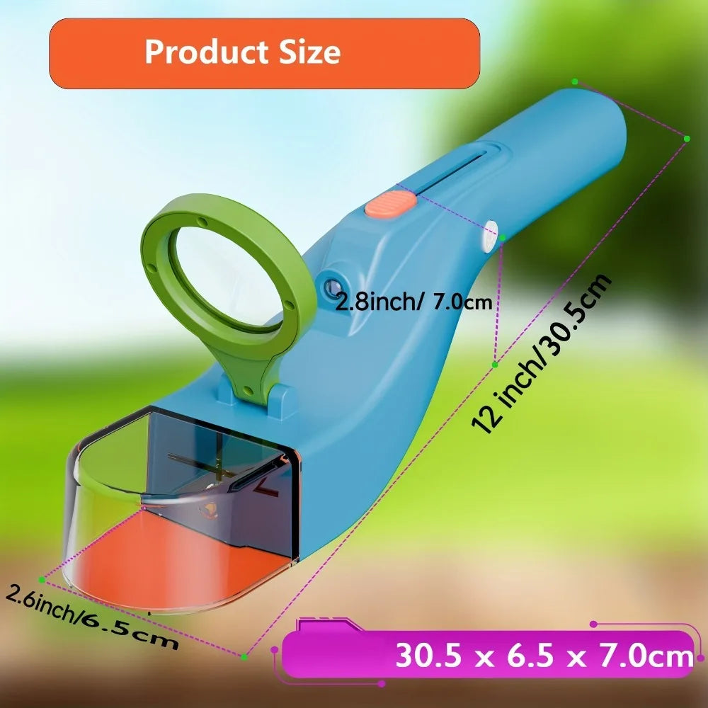 BugView 5X Magnifying Quick-Release Bug Catcher with LED Lights Insect Catcher Indoor & Outdoor STEM Toys Tool for Kids Adults Qme