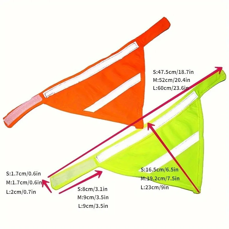 Pet triangle scarf with reflective strip for high visibility, suitable for small and medium-sized dogs to safely walk at night Qme