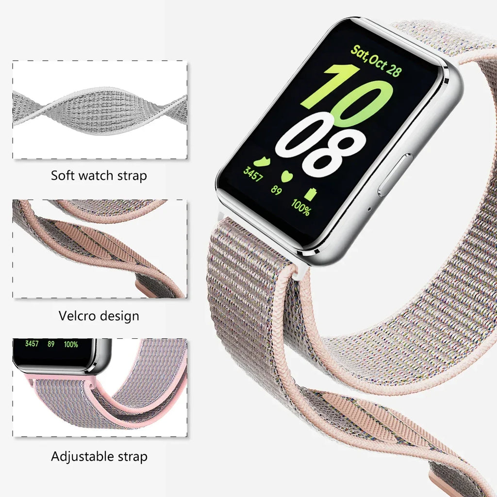 Nylon Loop Strap for Samsung Galaxy Fit 3 Adjustable Elastic Bracelet Watchband for iWatch Samsung Galaxy Fit3 Band Accessories Qme