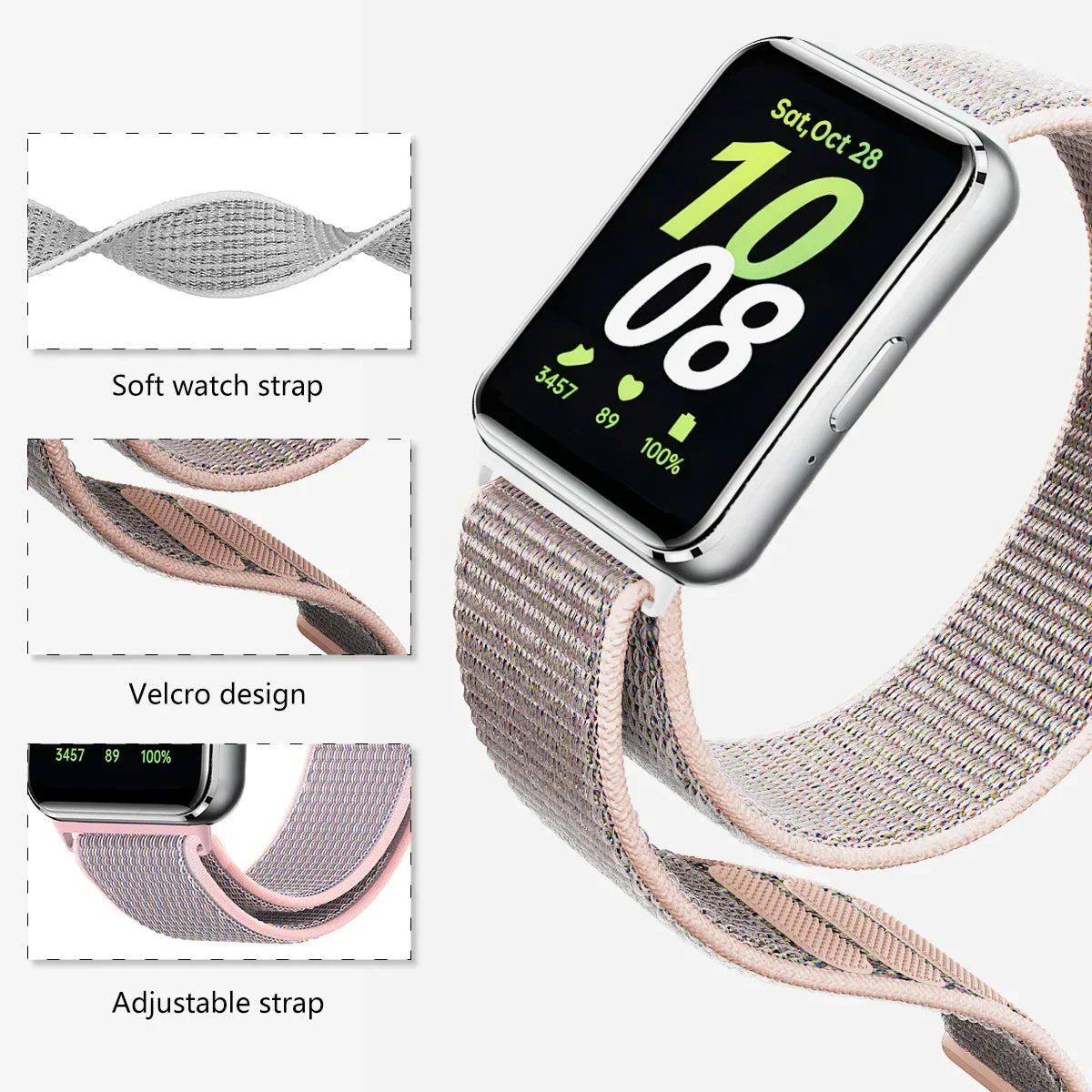 Nylon Loop Strap for Samsung Galaxy Fit 3 Adjustable Elastic Bracelet Watchband for iWatch Samsung Galaxy Fit3 Band Accessories Qme