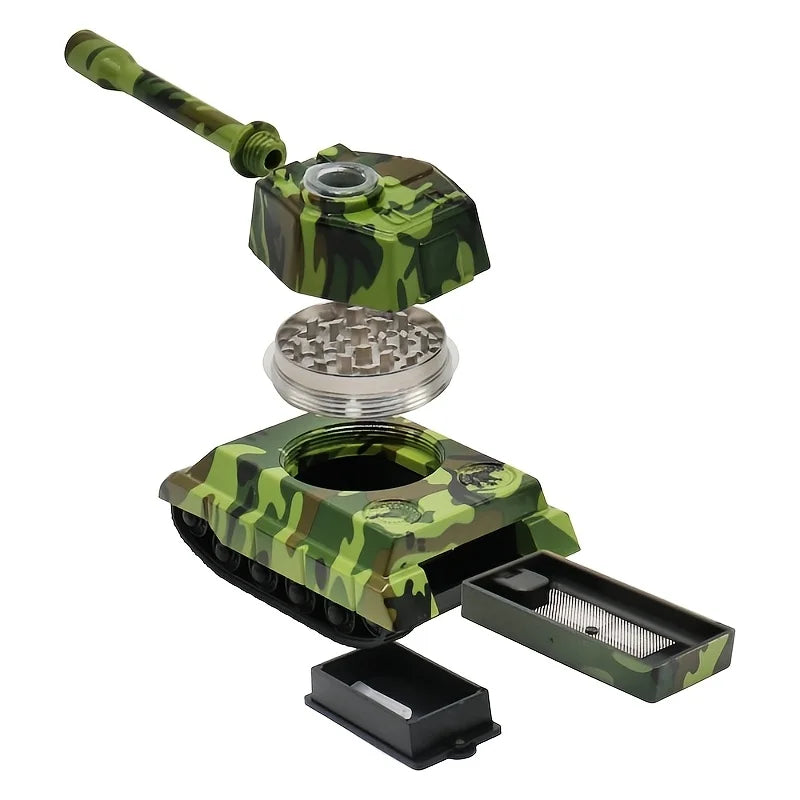 Creative Tank Tobacco Grinder with Pipe Tobacco Shredder Metal Grinder Herb Grinde rPortable Easy-Clean Smoking Pipe Accessories Qme