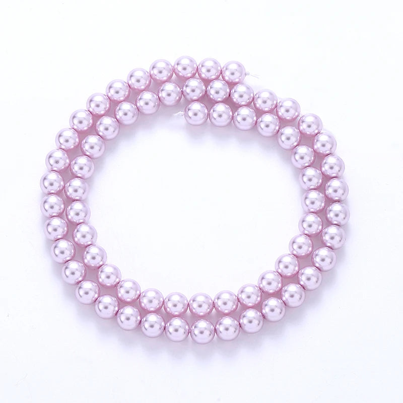 6mm Round Glass Pearl Beads Glass Round Tiny Craft Loose Spacer Beads for DIY Craft Necklaces Bracelets Jewelry Making Qme Color 14 6mm-70pcs
