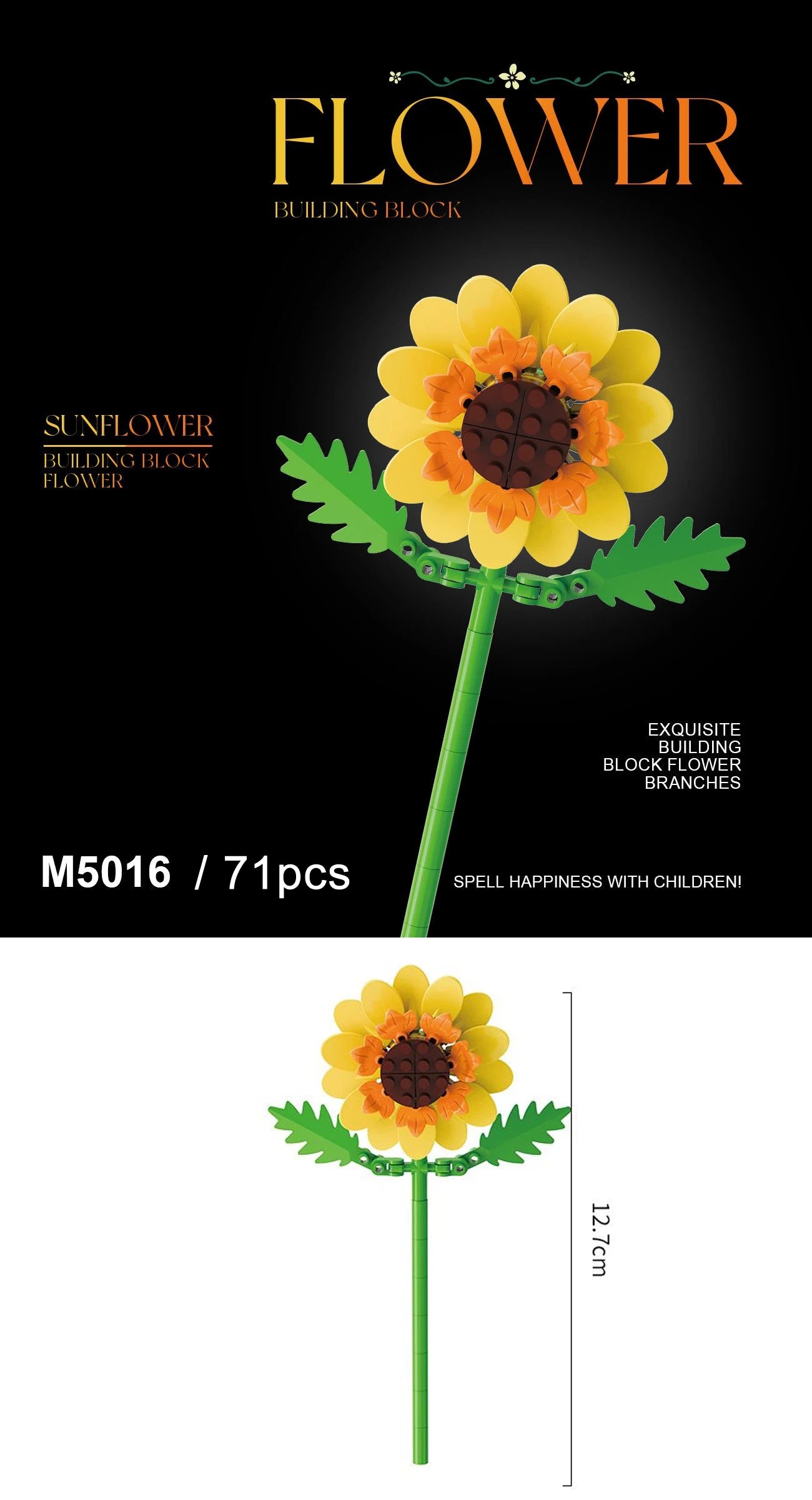 Building block flower set, DIY floral decoration kit, suitable for desktop decoration and room accessories – a perfect gift idea Qme 5016-Opp bag