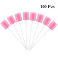 Pack Of 100 Disposable Oral Care Sticks Tooth Cleaning Mouth Swabs With Stick Sponge Head Multiuse Pet Cleaning Tool Qme Pink