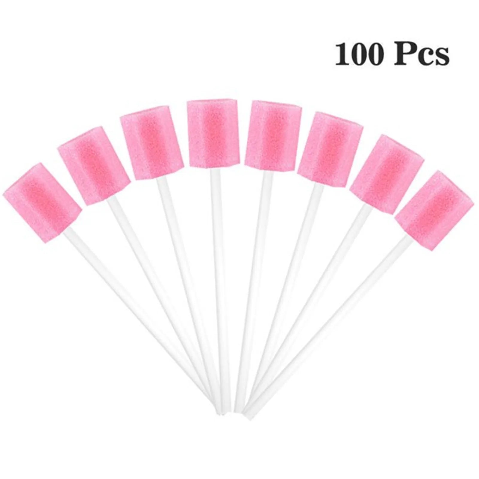 Pack Of 100 Disposable Oral Care Sticks Tooth Cleaning Mouth Swabs With Stick Sponge Head Multiuse Pet Cleaning Tool Qme Pink