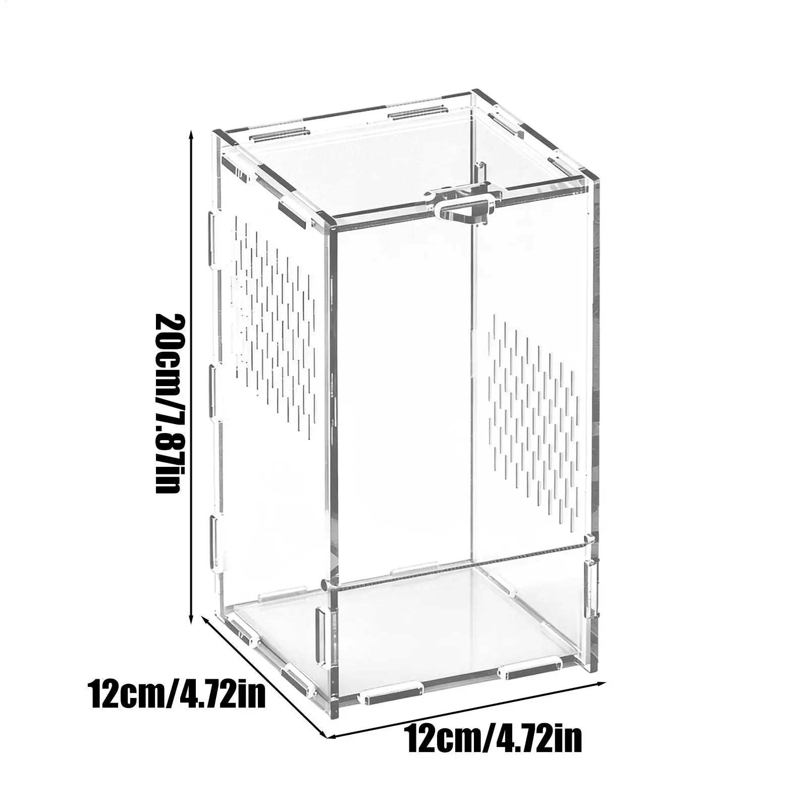 Jumping Spider Enclosure Clear Terrarium Box Magnetic Door Acrylic Qme