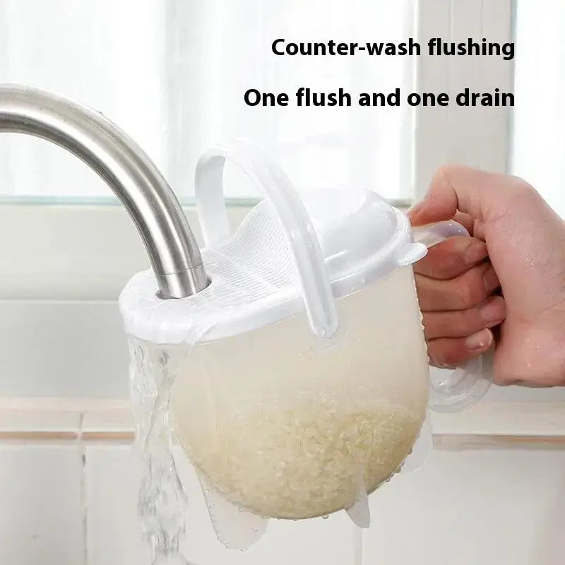 1Pc Rice Strainer With Handle , Rice Wash Strainer Bowl With Lid Convenient Multifunctional Kitchen Items For Grain Beans. Qme
