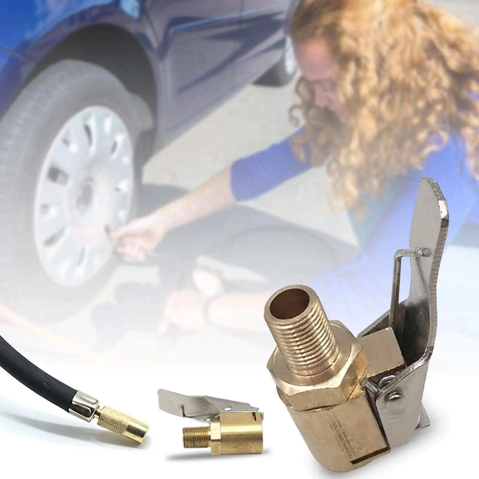 Air Chucks for Tires No Leakage Tire Chuck Brass Air Chuck Multifunctional Tire Chuck Heavy Duty Lock On Tire Inflator Chuck Qme