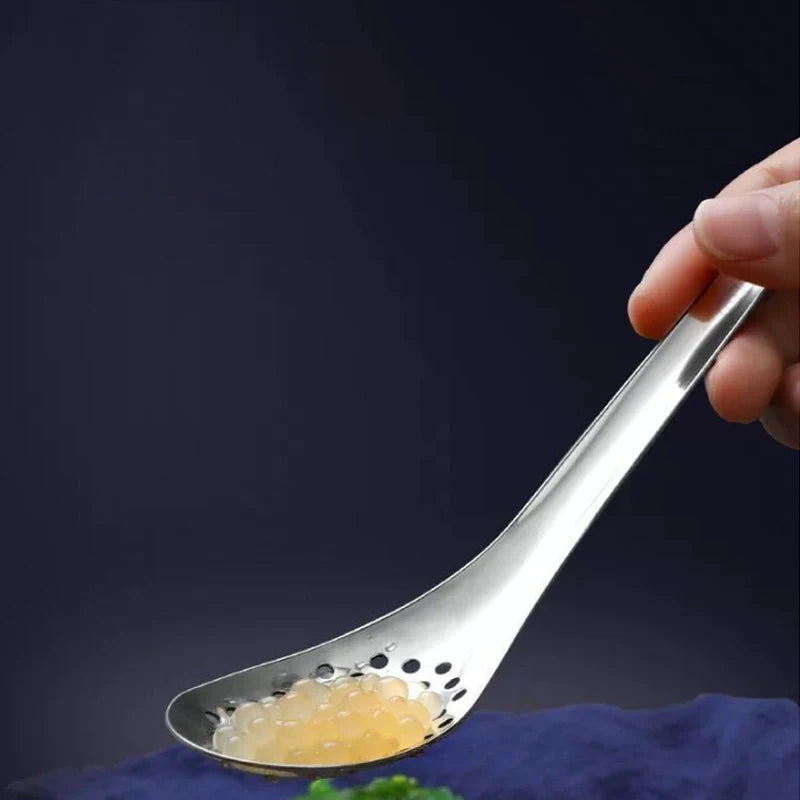 1Pc Stainless Steel Kitchen Spoon With Holes Cuisine Caviar Builder Roe Sauce Strainer Spoon Durable Kitchen Cooking Gadgets. Qme
