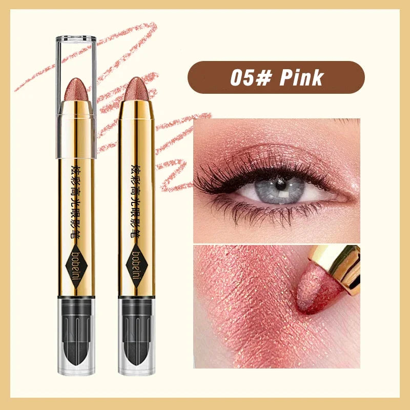 6 Colors Double-ended Eyeshadow Stick Waterproof Long-lasting Matte Qme Pink