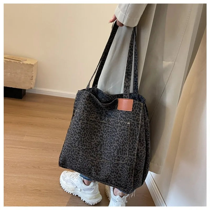 Large Capacity Leopard Print Fashion Shoulder Bag Women Simple Qme