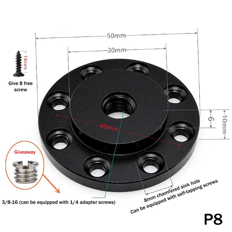Shoe Mount Metal Plate Wall 1 4 3 Thread Tripod Adapter Holder Qme 8