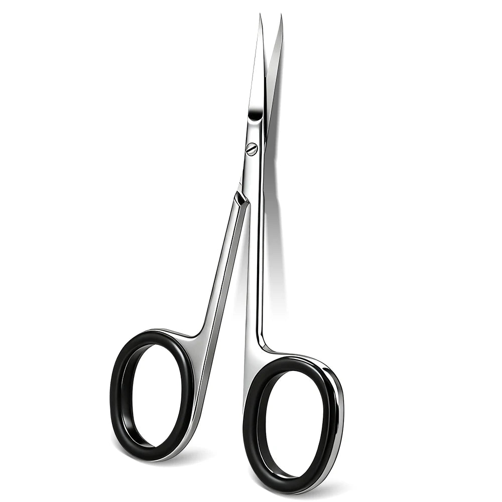 1Pcs Cuticle Scissors Manicure Scissors Stainless Steel Extra Fine Curved Professional Manicure Eyelashes Eyebrow Tools Qme Black