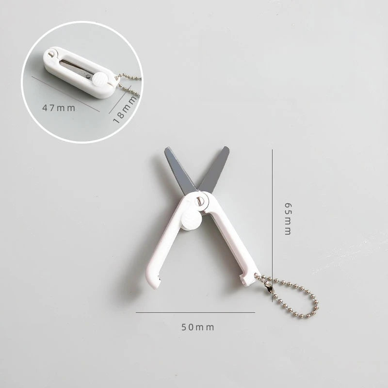 Creative Mini Portable Folding Scissors Morandi Simple Paper-Cutting Art Tool Stationary Scissors Office School Supplies. Qme grey
