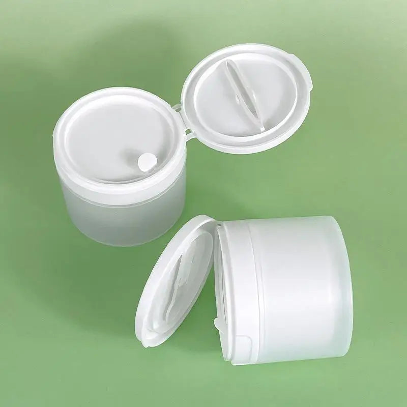 Lotion Cosmetic Cotton Makeup Jar 50 Flip Cover Spoon Tweezers Qme