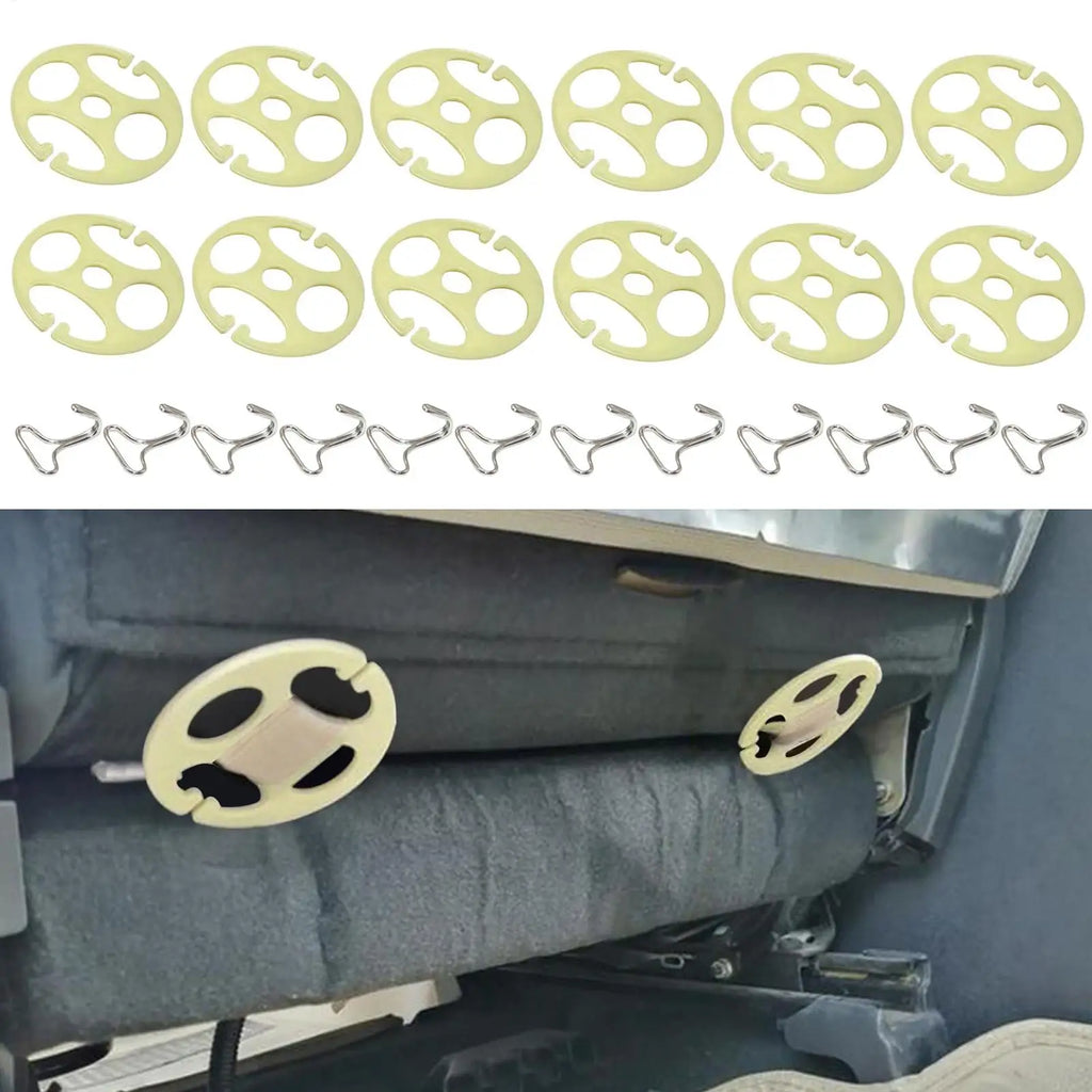 1Set Car Seat Cover Clips Car Seat Cover Plum Plate Metal Hooks 12Pcs Car Seat Covers Chucks And 12Pcs Metal Hooks Locking Clip Qme