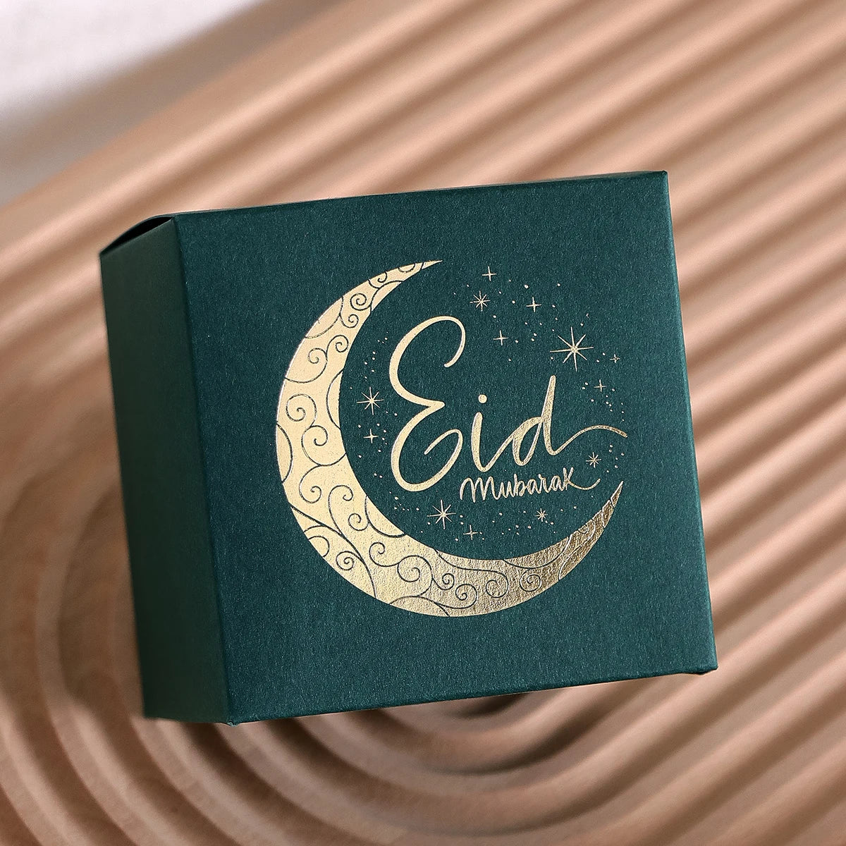 Set of 10Black, White and Green Eid Greetings Mini Gift Bags with Elegant Gold Crescent Design and Star Decoration Perfect for Qme Green-1 0Pcs Other Other