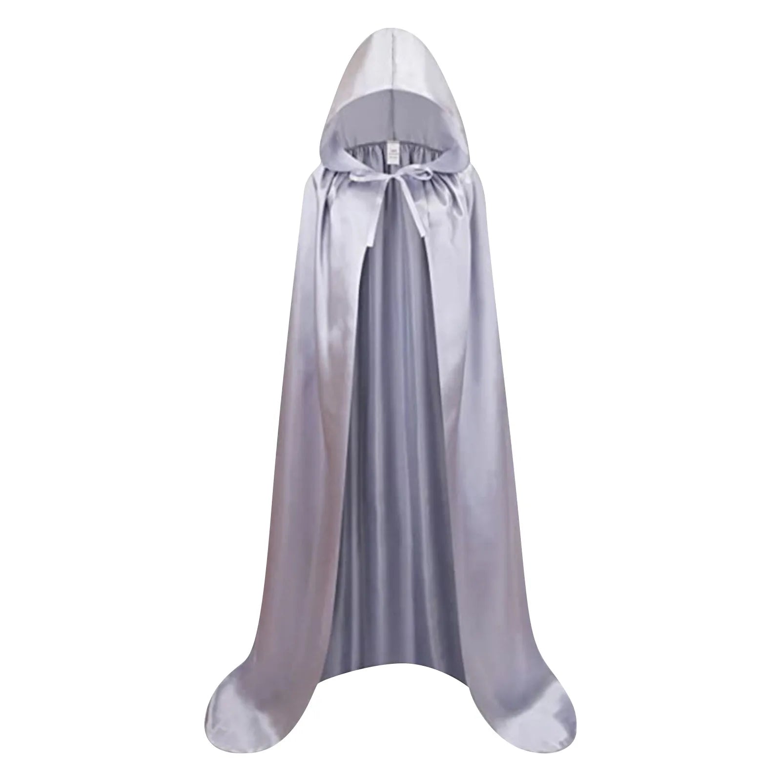 Medieval Wizard Vampire Solid Color Cloak Cosplay Costume Witch Hooded Cloak Carnival Party Dress Up Cape for Adult and Kid Qme Light Gray 110