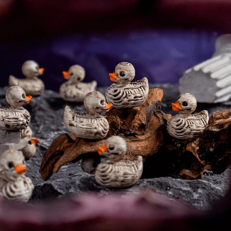 10pcs Gothic style Cute Skeleton Duck - Resin Statues, Suitable for Halloween, Office, Pie - Desktop Decoration Qme