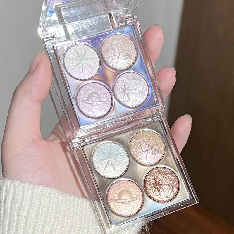 4-colors Planet Diamond Glitter Eyeshadow Palette Aurora Purple Qme