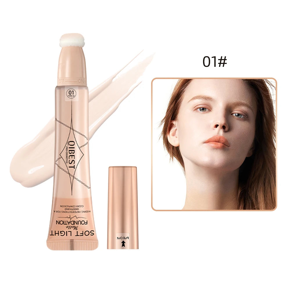 QIBEST Liquid Foundation Cream Waterproof Lasting Oil-control Cover Acne Base Cream Makeup Moisturize Matte Concealer 4 Colors Qme 01