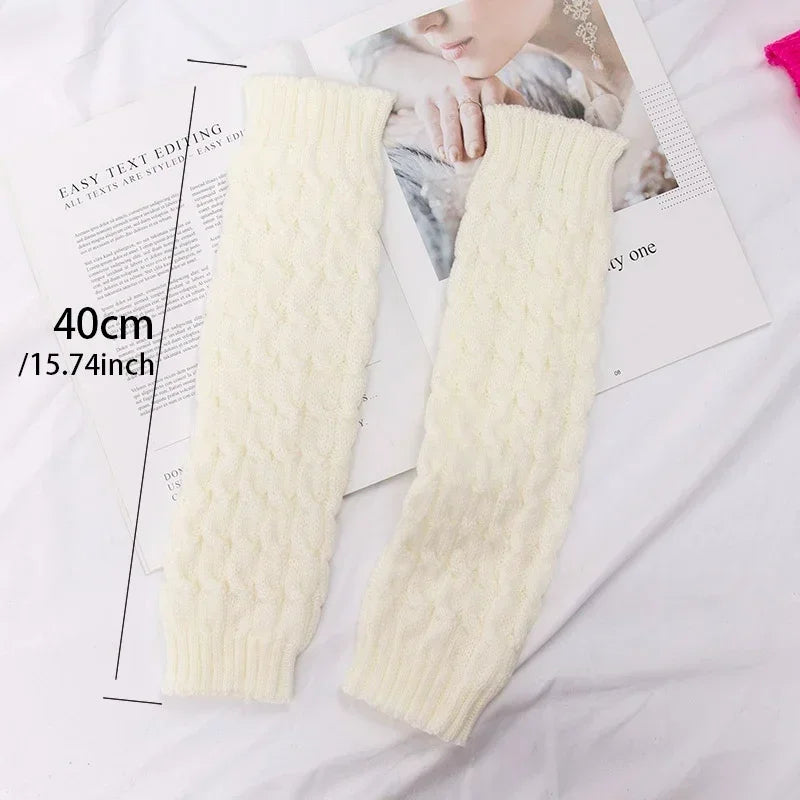 Y2K Vintage Long Socks Womens Leg Warmers Ladies Winter Warm Crochet Qme