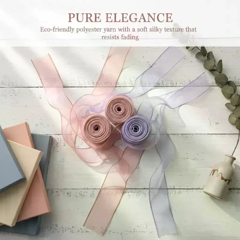 10Yards Organza Solid Ribbon Wavy Edge Flower Bouquet Gifts Packaging Qme