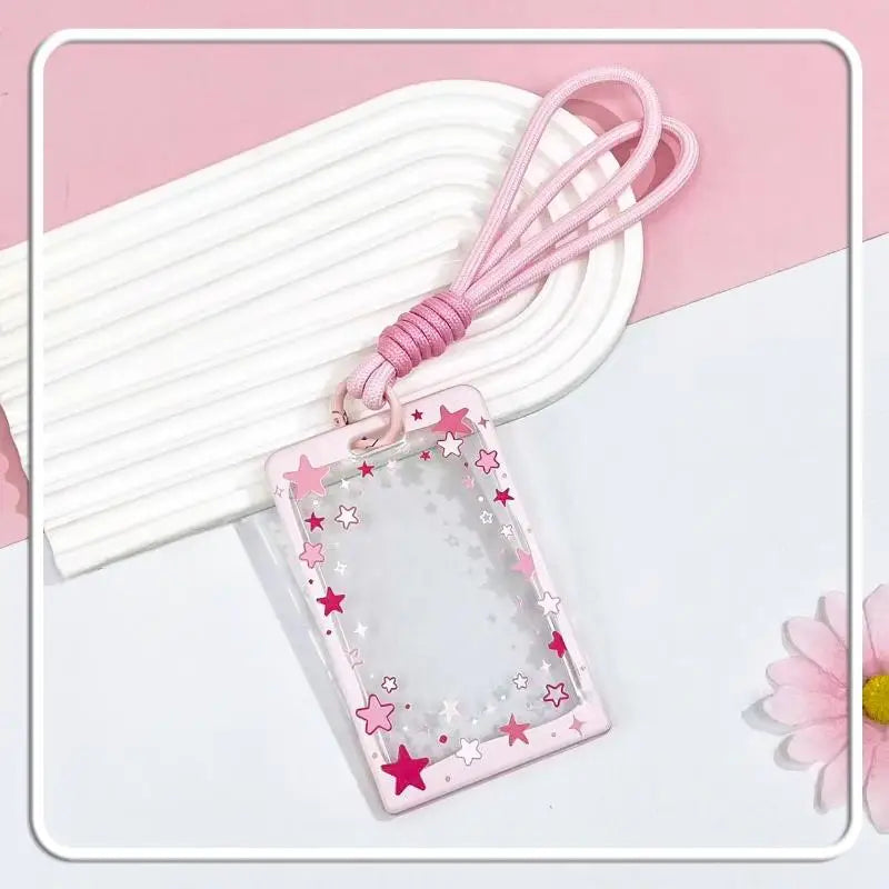 Star Sliding Cover Card Holder Transparent Portable ID Protector Kpop Qme A6