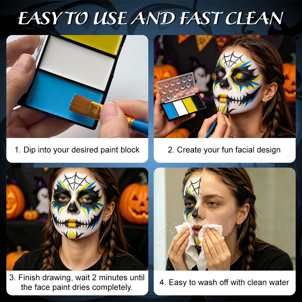 4 Colors Oil Based Face Body Paint Palette Waterproof Long Lasting Qme