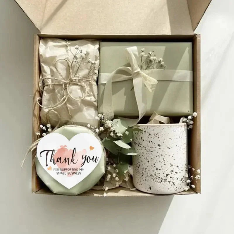 5Styles Pink Heart Shaped Thank You Tags Gift Box Packaging Box Seal Party Supplies Qme
