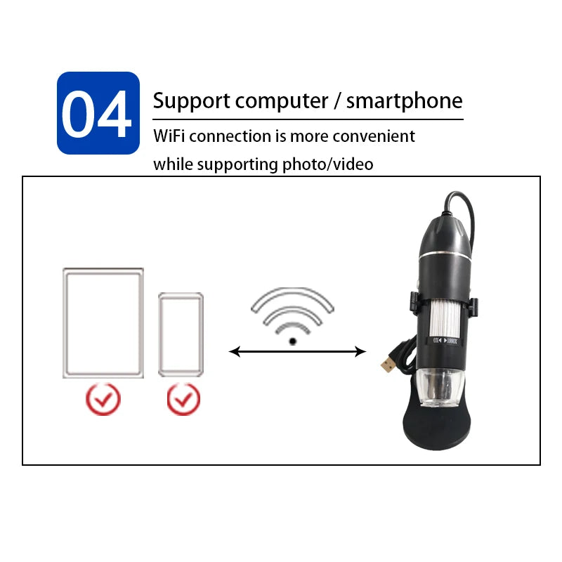 1600X 1000X USB Microscope Handheld Portable Digital Interface Qme