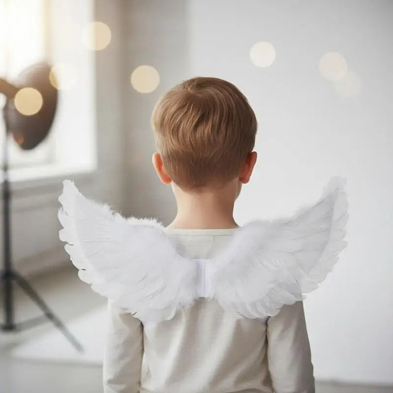 Swallow Shape White Angel Wings Elastic Straps Kids Party Cosplay Qme