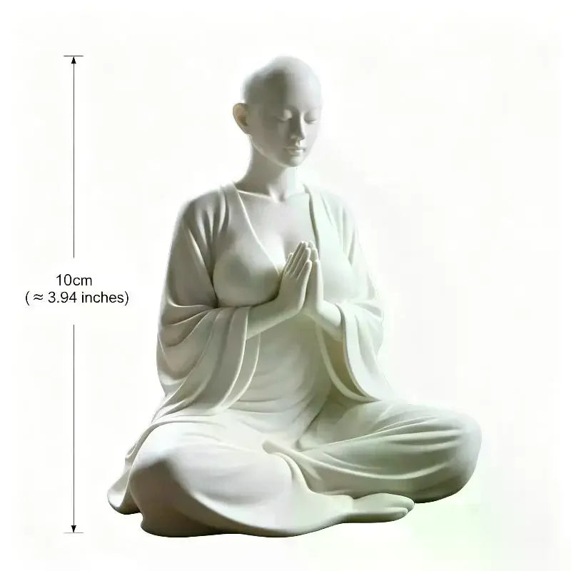 White Zen Meditation Sculpture Minimalist Figurine Spiritual Art Decor Ideal Ornament & Gift For Yoga Room Bedroom Living Room Qme