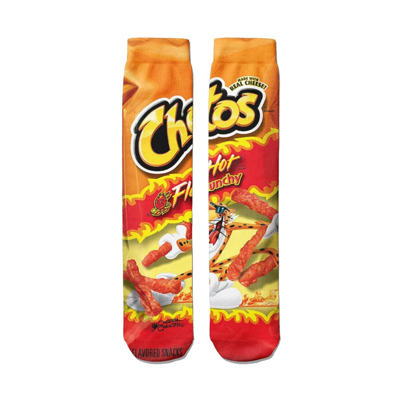 Fashionable Potato Chip Printed Socks Skateboard Youth Unisex Qme style7 One Size