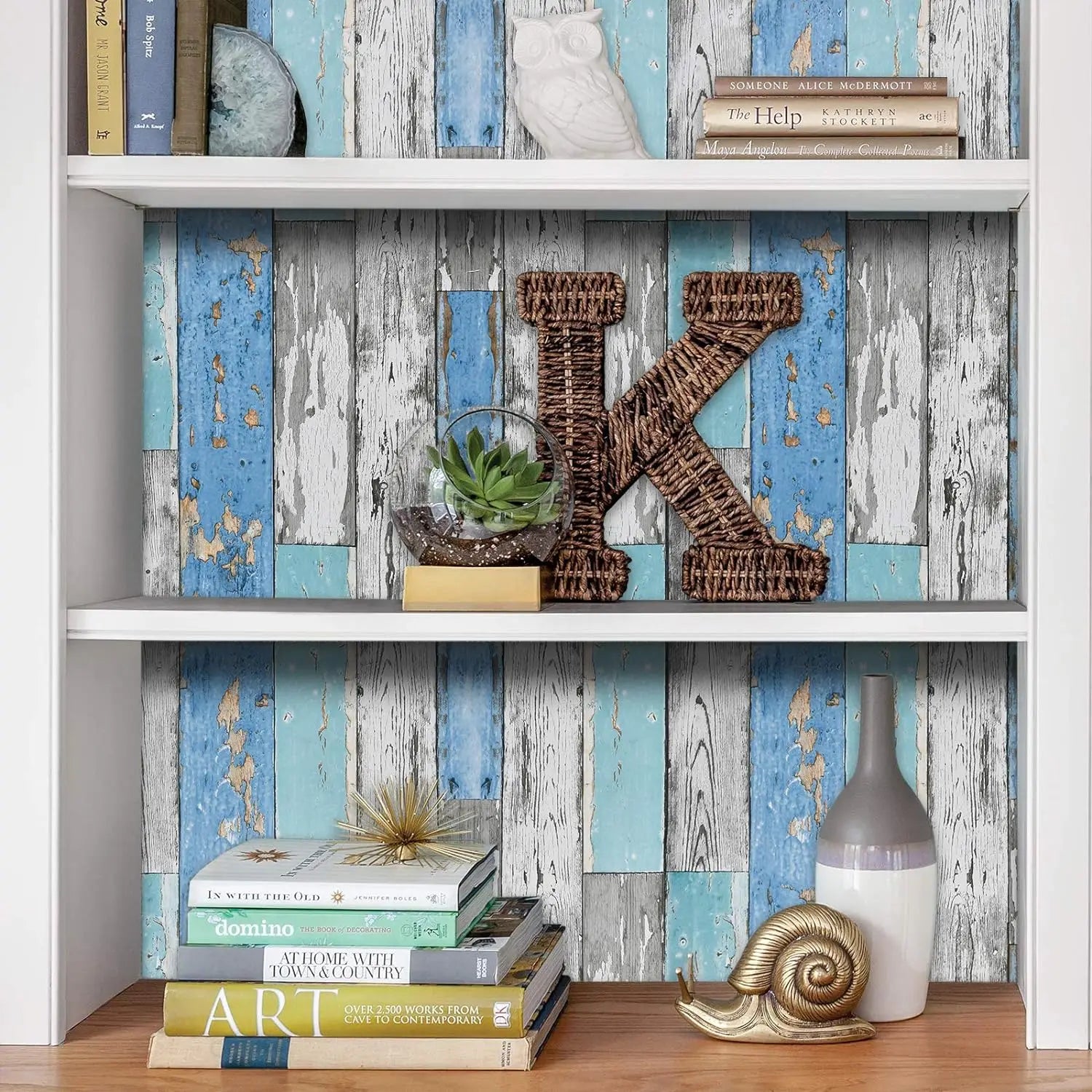 Blue Distressed Wood Wallpaper Thickening Vinyl Self-adhesive Qme
