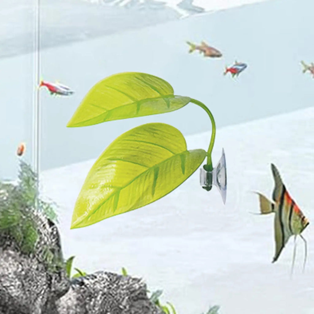 Aquarium bucket fish leaf with suction cup simulation water grass decoration leaves artificial lightweight fish leaf hammock Qme