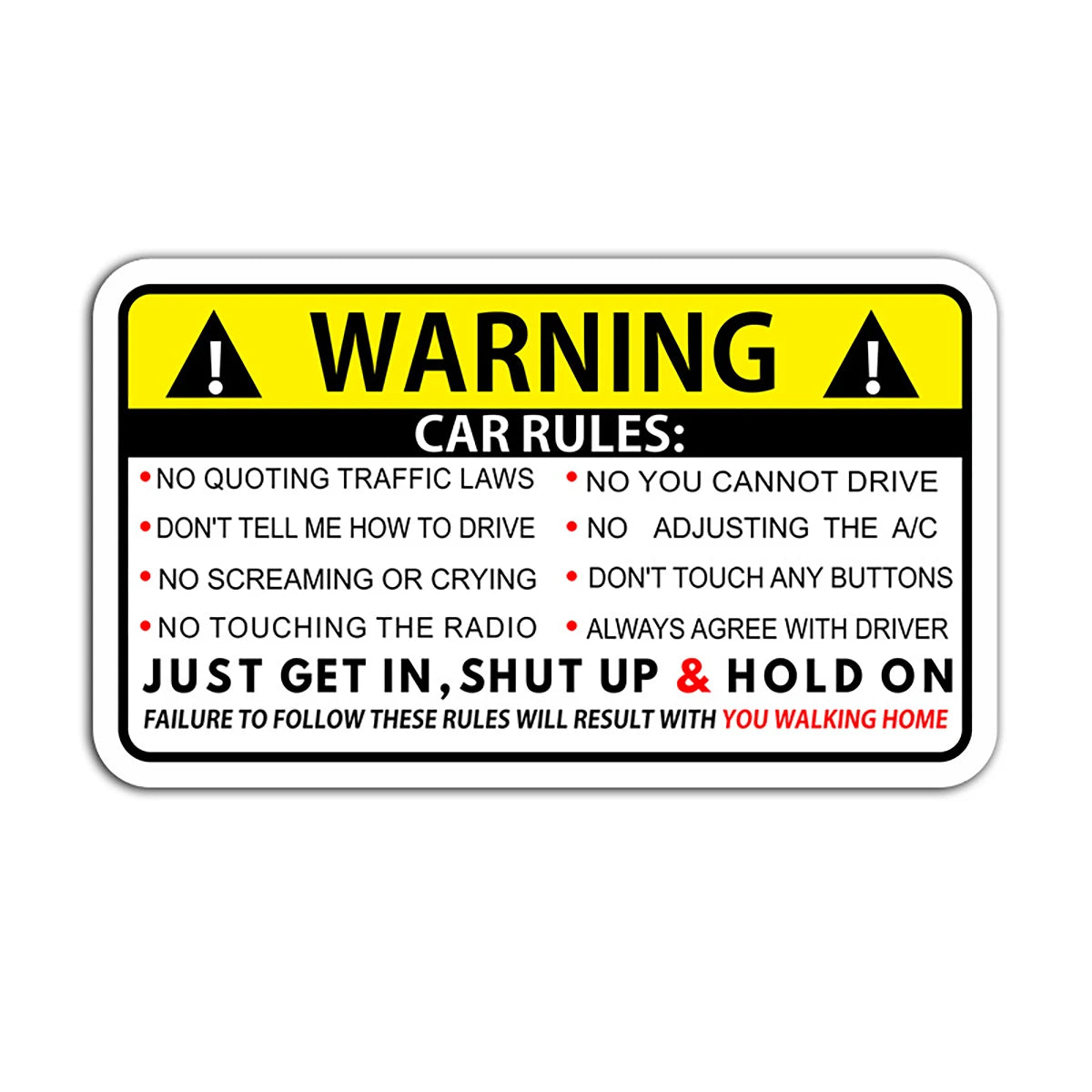 Car Interior Safety Warning Stickers Window Graphics Bumper Qme YELLOW