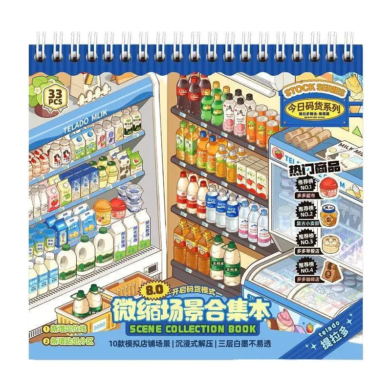 Miniature Scene Sticker Book – 10 Simulated Shop Themes with Non-Bleed Ink, Perfect for DIY Craft & Creative Play Activities Qme 1pcs