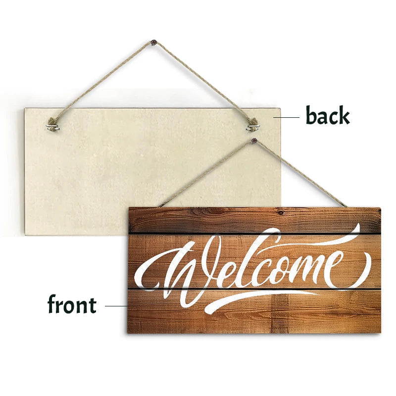 Rustic Welcome Wall Hanging Decor Wood Art Plaques Sign Door Sign for Home Living Room Decor Qme
