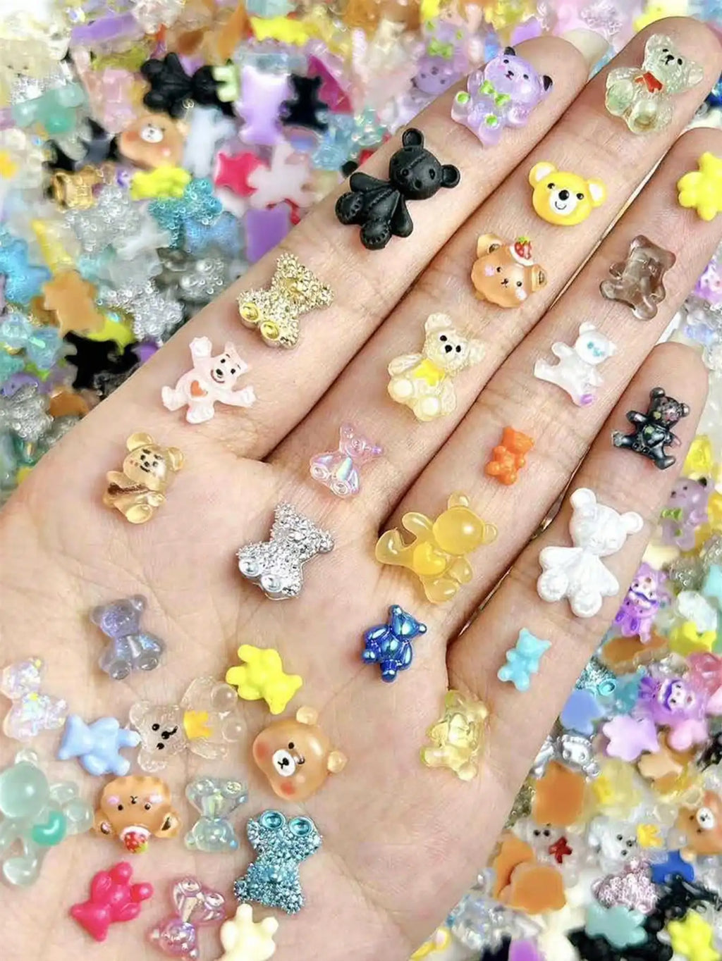 50-Pack Mixed Miniature Resincharms Cute Bear Rabbit Assorted Cartoon Qme