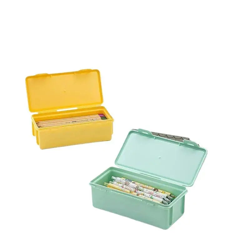 Macaron Plastic Pencil Case Large Capacity Snap Lid Perfect Students Qme