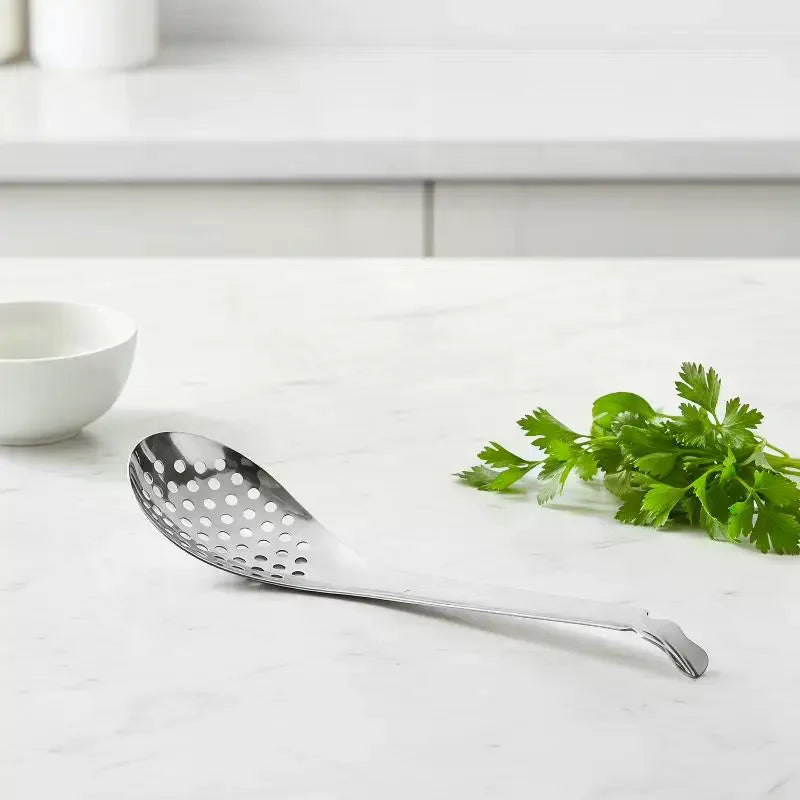 410 Stainless Steel Strainer Spoon Kitchen Spoon With Holes Cuisine Caviar Builder Roe Sauce Kitchen Cooking Gadgets Qme