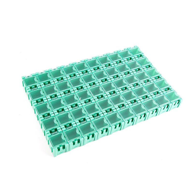 50Pcs/Set SMD SMT Electronic Component Container Mini Storage Boxes kit desk organizer Qme Green